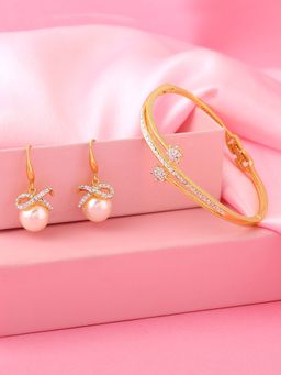 Estele - Gold Plated Elegant Bracelet and Earrings Combo Set for Girls and Women